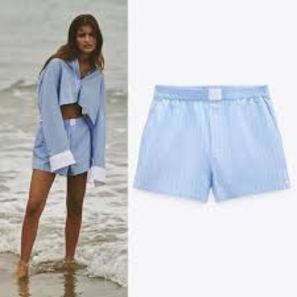 🦋 Bloggers Favorite 🦋 Zara Top & Striped Patchwork Shorts Size M - Picture 8 of 16